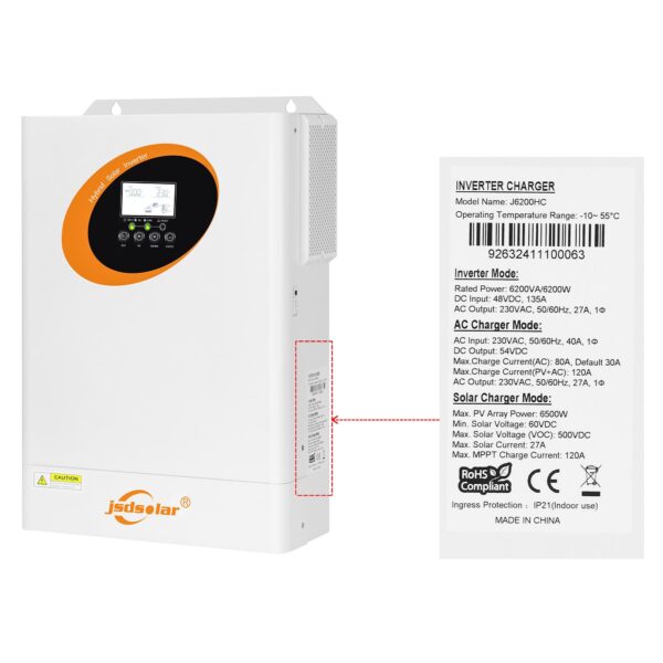 JSD 6kva/48v Hybrid Inverter 120A Charge Controller JSD 6kva/48v Hybrid Inverter 120A Charge Controller